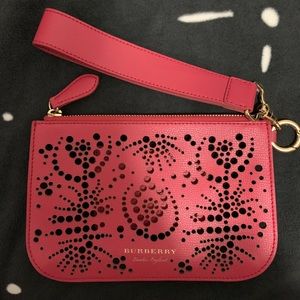 *SOLD* Burberry Leather Zip Pouch Clutch in Pink